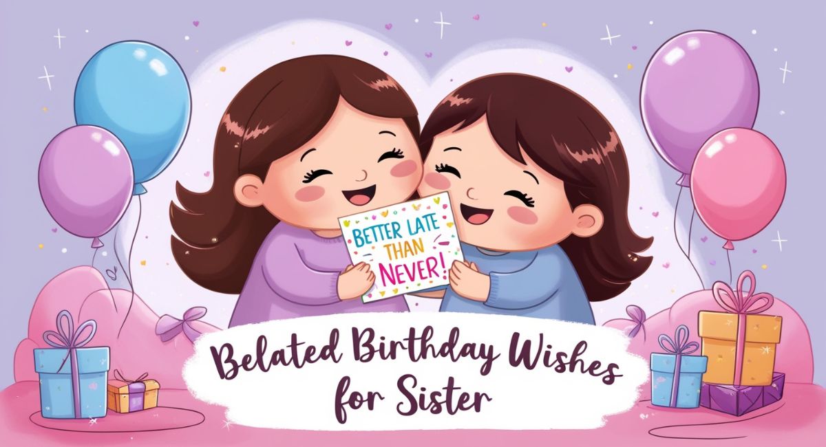 Funny Belated Birthday Wishes for Sister