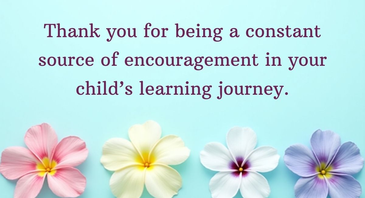 Short Thank You Note to Parents from Teacher for Support